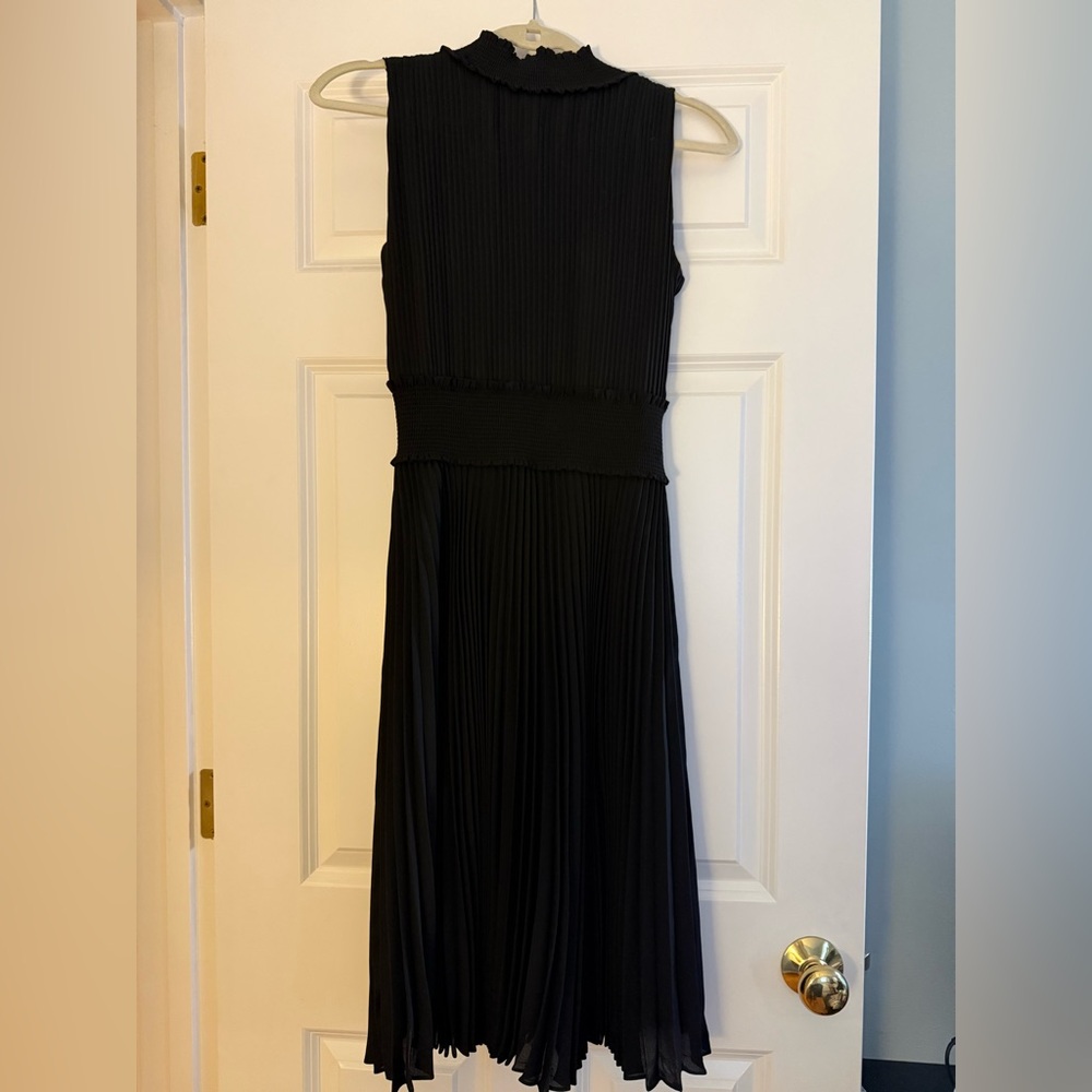 Nanette Lepore Black Pleated Midi Dress